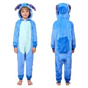 Stitch Onesie Pajamas L 13-14 Disney Kigurumi Flannel Cosplay Halloween